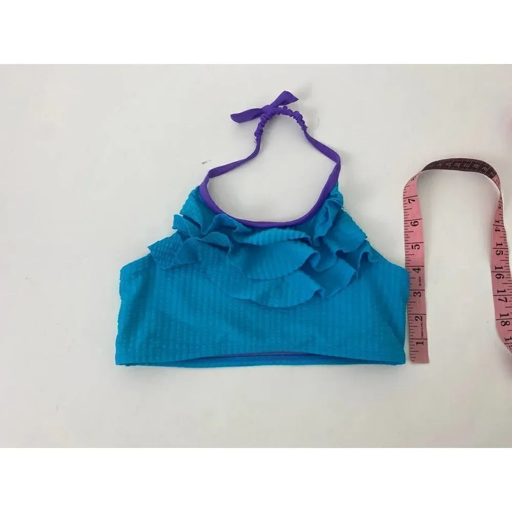 Jessica Simpson Swim Top Blue Purple Halter Swimsuit Top - Girls Size 8
